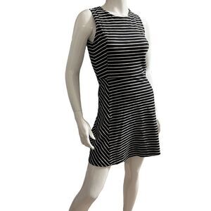 J.Crew Black Mini Dress with white stripes Stretchy Sleeveless  size 0